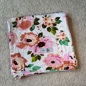 Posh Peanut Pink and Green Floral Swaddle Blanket